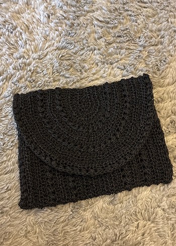 Kağıt ip clutch çanta siyah