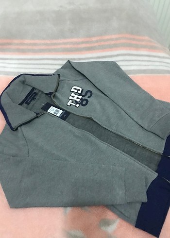 Gri Fermuarlı Yüksek Yakalı Erkek Sweatshirt - Görsel 3