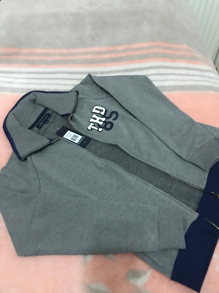 Gri Fermuarlı Yüksek Yakalı Erkek Sweatshirt - Görsel 3