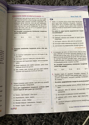  10. Sınıf Türk Dili ve Edebiyatı Soru Bankası