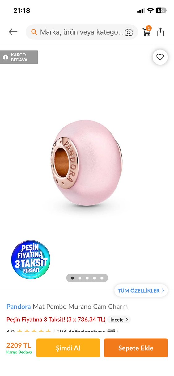 Turkuaz Renkli Pandora Charm - Görsel 2