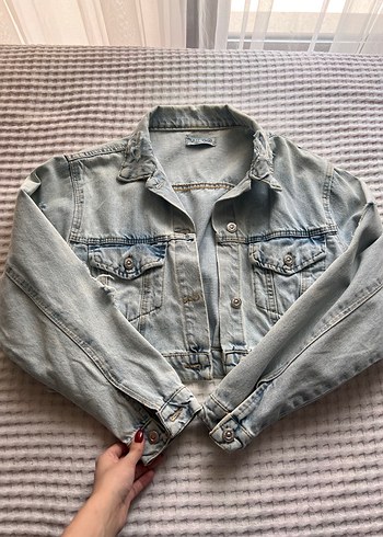 s Beden gri Renk Buz mavisi Düğmeli Midi Denim Ceket