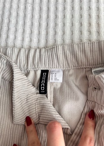 xs Beden Bej Pilili Kadın Keten Kumaş Pantolon