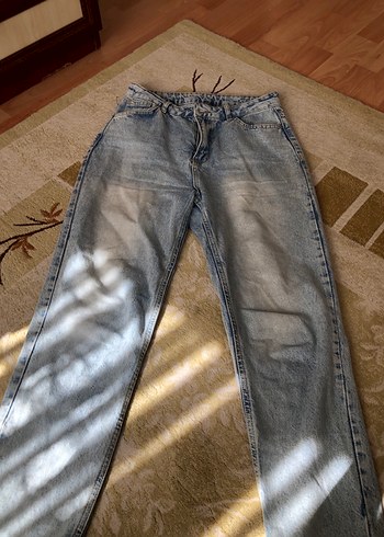 Gri Bol Kesim Midi Denim Kadın Kot Pantolon