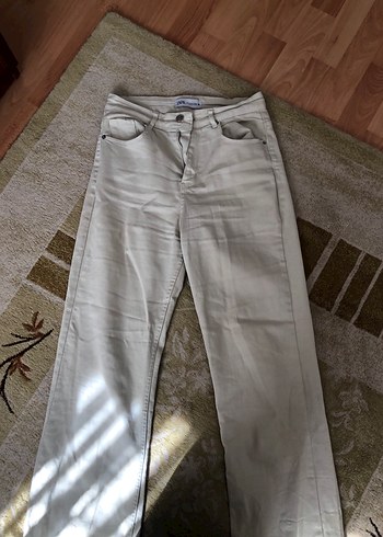 Zara Bej Kadın Midi Kot Pantolon
