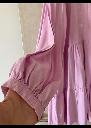 36 Beden Pembe Piliseli Uzun Keten Tunik