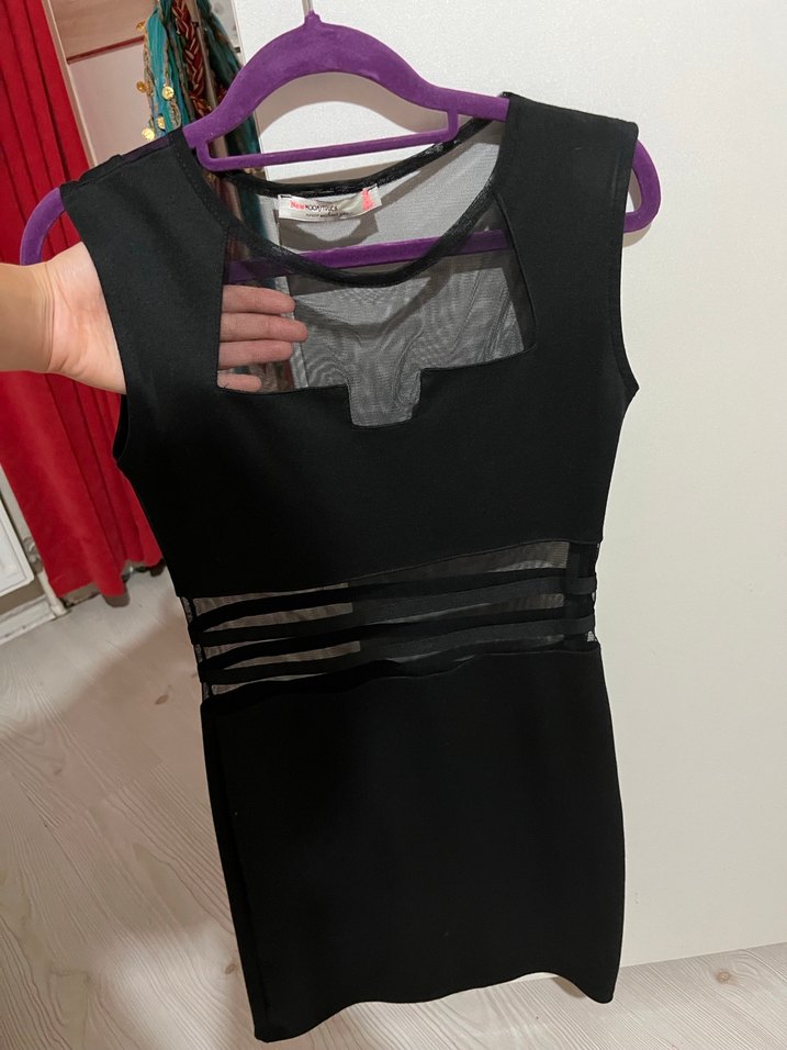 Siyah midi/mini elbise - Görsel 3