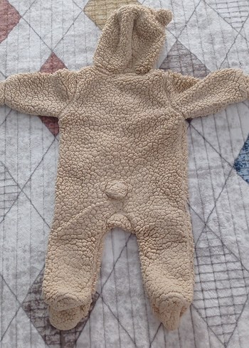 1 Yaş Beden Kürklü Kahverengi Bebek Tulumu