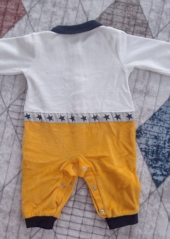 6 Ay Beden Sarı Beyaz Erkek Bebek Uzun Kollu Tulum