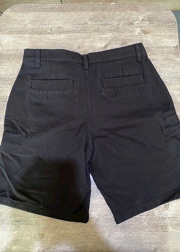 Siyah Pamuklu Kemerli Erkek Şort - Görsel 3