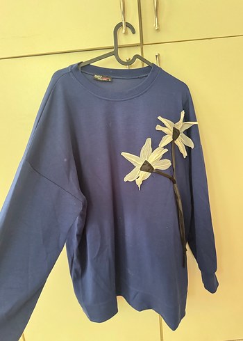 Nakışlı Mavi Kadın Sweatshirt ve eşpfman altı