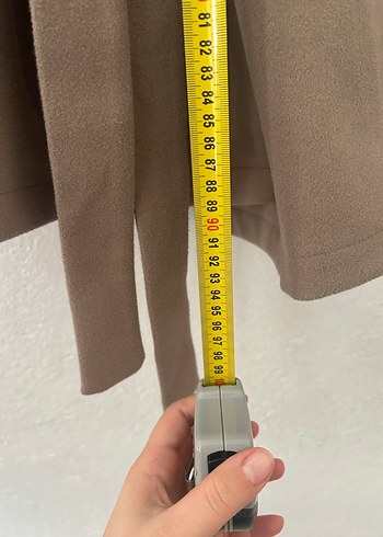 LC Waikiki Bej Süet Midi Kemerli Kadın Kaban