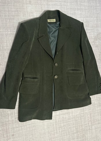 Kadın Yeşil Süet Düğmeli Blazer Ceket vintage