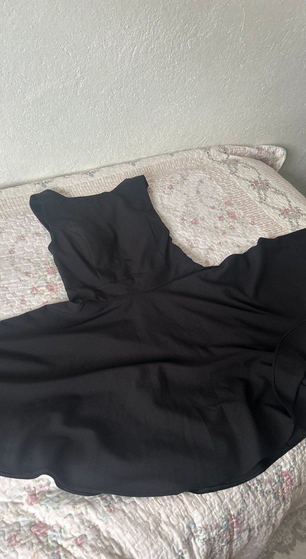 Siyah Drapeli Midi Siyah Abiye Elbise - Görsel 2