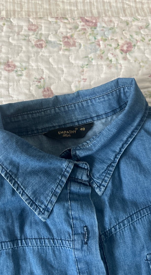 Lacivert Denim Kadın Gömlek - Görsel 2