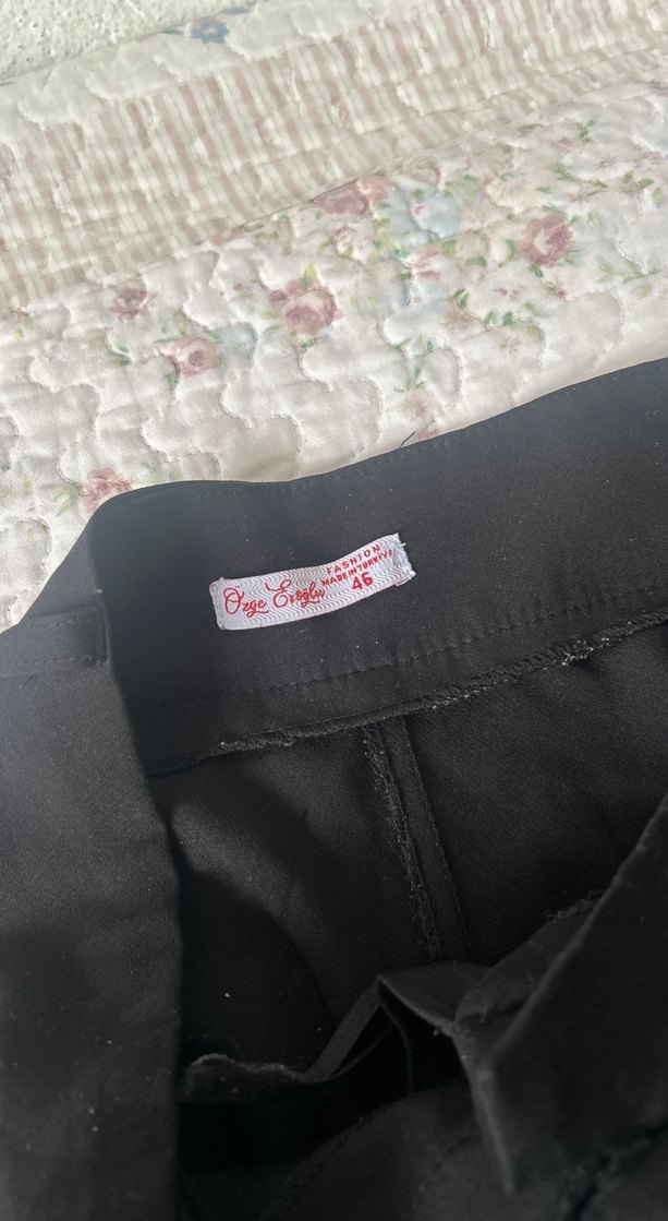 Siyah Midi Kadın Kumaş Pantolon - Görsel 2