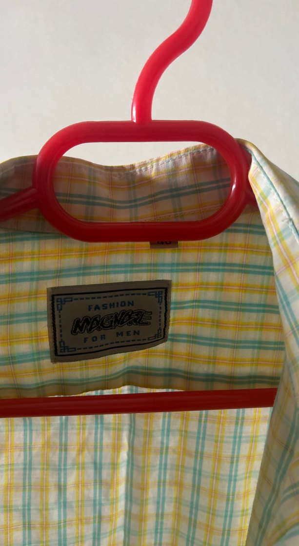 Sarı Pamuklu Kısa Kollu Erkek Gömlek - Görsel 2