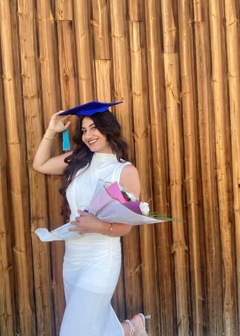 Beyaz Uzun Mezuniyet Elbisesi - Görsel 2