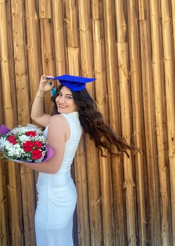 Beyaz Uzun Mezuniyet Elbisesi - Görsel 8