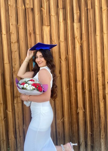 Beyaz Uzun Mezuniyet Elbisesi - Görsel 7