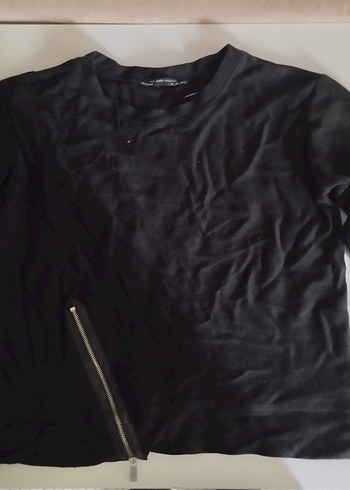 Siyah Kadın Süet Sweatshirt