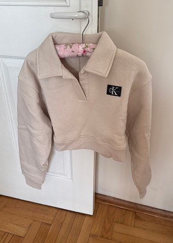 Bej Düğmeli Uzun Kollu Sweatshirt orjinal CK