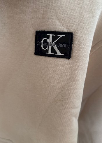 Calvin Klein Bej Düğmeli Uzun Kollu Sweatshirt orjinal CK
