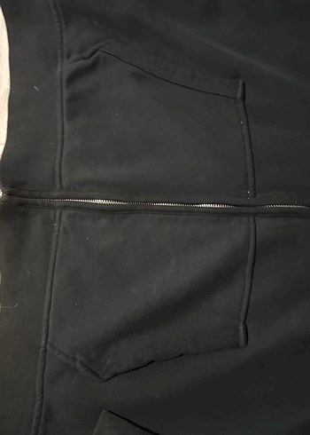 l Beden Erkek Siyah Kapüşonlu Fermuarlı Sweatshirt