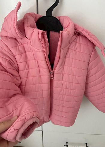Kız Çocuk Pembe Fermuarlı Mont