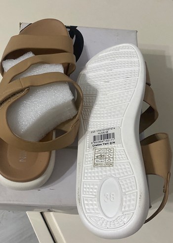 Bej Dolgu Topuklu Kadın Sandalet - Görsel 4