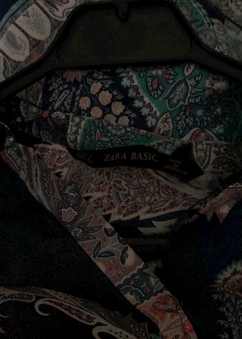 l Beden Kadın Mavi Desenli Kısa Bohem Kimono