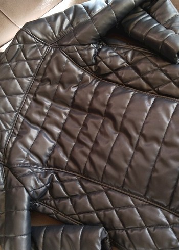 Uspa 11 12 yas koyu lacivert Kapüşonlu deri Kış Montu - Görsel 6