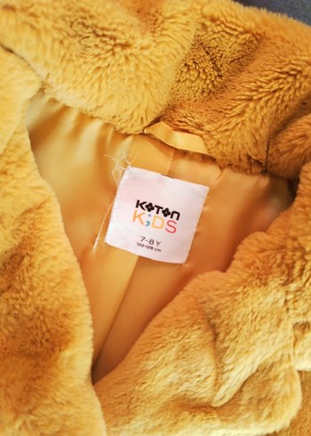 koton 7 8 yaş hardal Midi Boy Peluş Kürk Ceket - Görsel 3