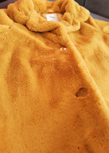 koton 7 8 yaş hardal Midi Boy Peluş Kürk Ceket - Görsel 5