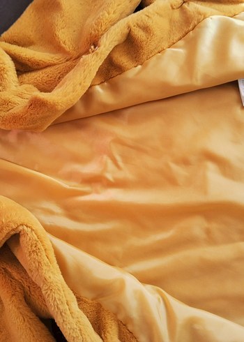 koton 7 8 yaş hardal Midi Boy Peluş Kürk Ceket - Görsel 6