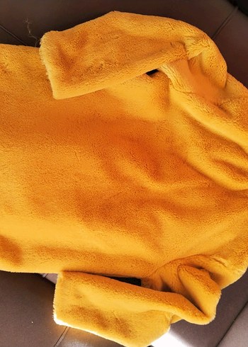 koton 7 8 yaş hardal Midi Boy Peluş Kürk Ceket - Görsel 7