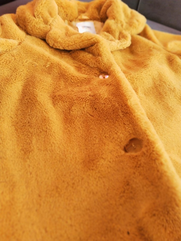 koton 7 8 yaş hardal Midi Boy Peluş Kürk Ceket - Görsel 5