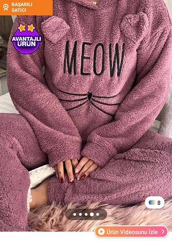 Diğer Mor Uzun Kollu Rahat Kadın Pijama Takımı