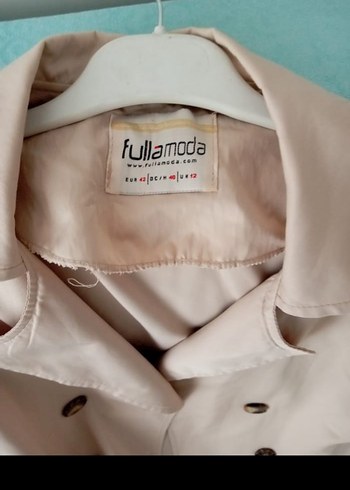 42 Beden Fulla moda krem Uzun Düğmeli Kadın Trençkot