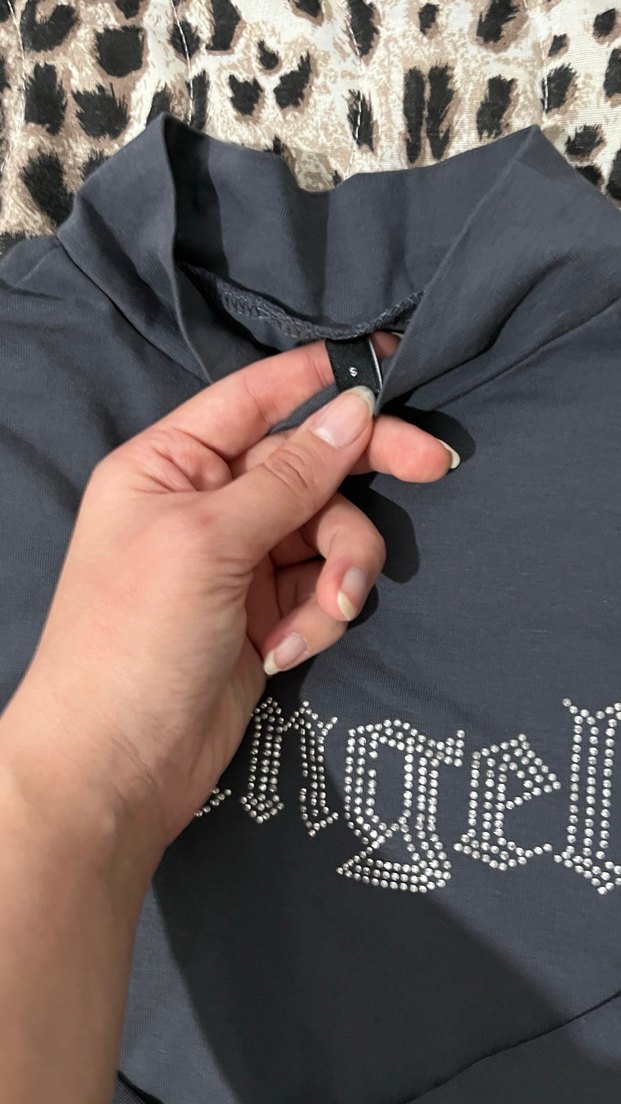 Kız Çocuk Gri Uzun Kollu Balıkçı Yaka Tişört - Görsel 2