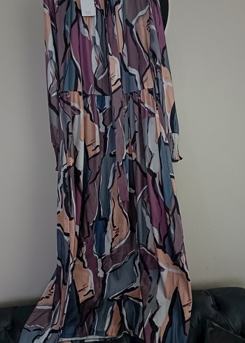 Kadın Çok Renkli Uzun ip kemerli Elbise - Görsel 2