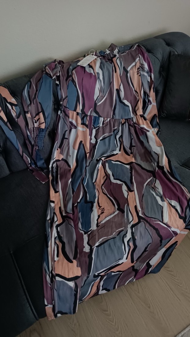 Kadın Çok Renkli Uzun ip kemerli Elbise - Görsel 5