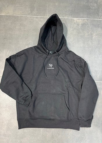 Siyah Kapüşonlu Rahat Sweatshirt