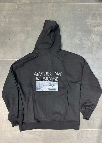 Diğer Siyah Kapüşonlu Rahat Sweatshirt