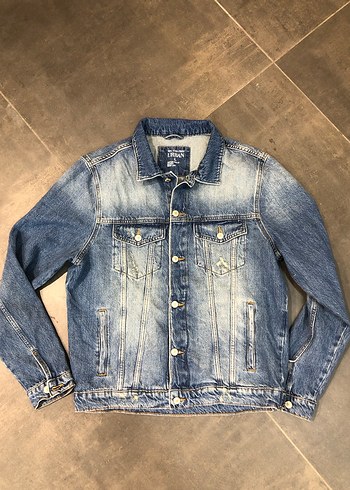 Düğmeli Mavi Unisex Denim Ceket