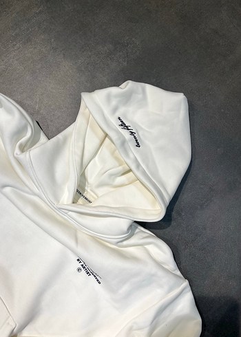 xs Beden beyaz Renk Beyaz Kapüşonlu Unisex Sweatshirt