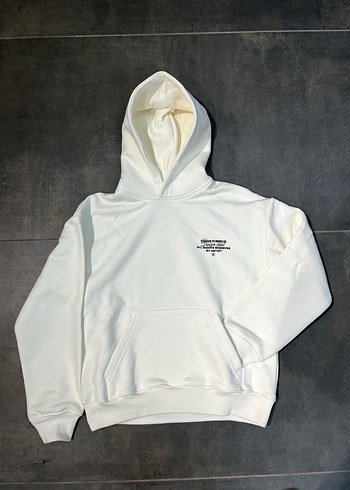 Beyaz Kapüşonlu Unisex Sweatshirt