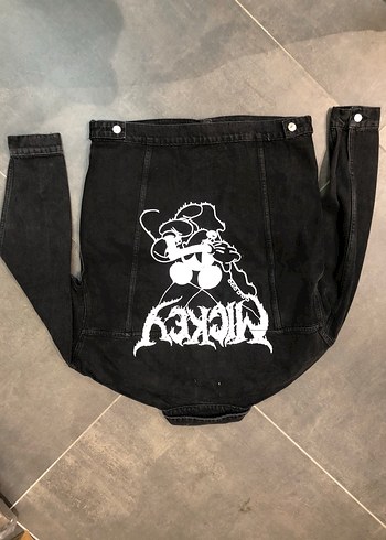 Diğer Düğmeli Siyah Midi Denim Ceket