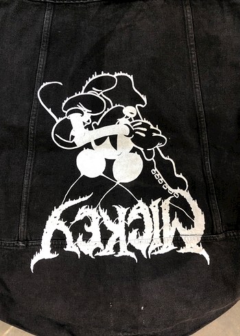 l Beden Düğmeli Siyah Midi Denim Ceket