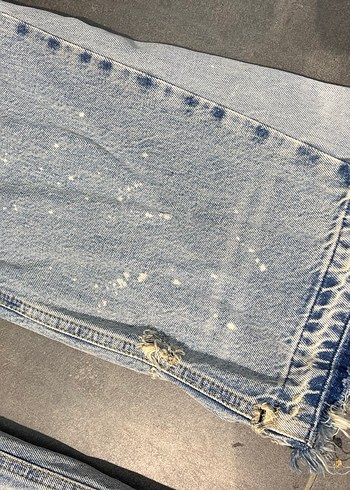Zara Düğmeli Gri Kadın Midi Boy Bol Kesim Jean